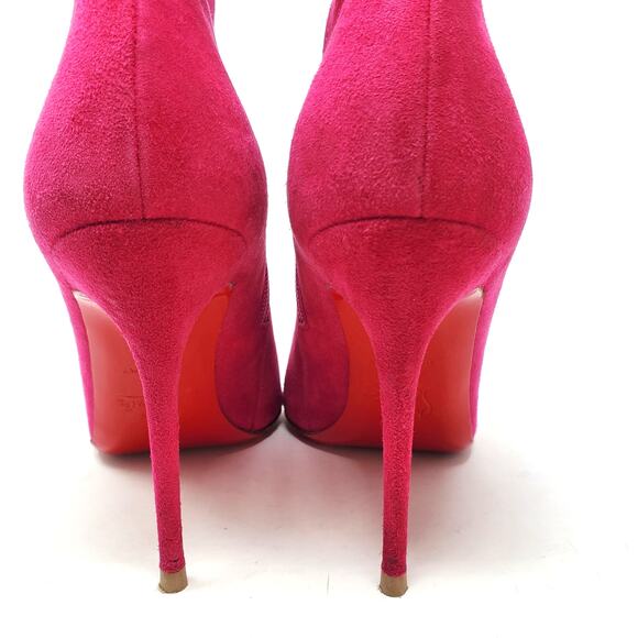 Christian Louboutin So Kate Booty Ankle Heeled Boots Suede 100 Pink Size 38 US 8 - Picture 12 of 13